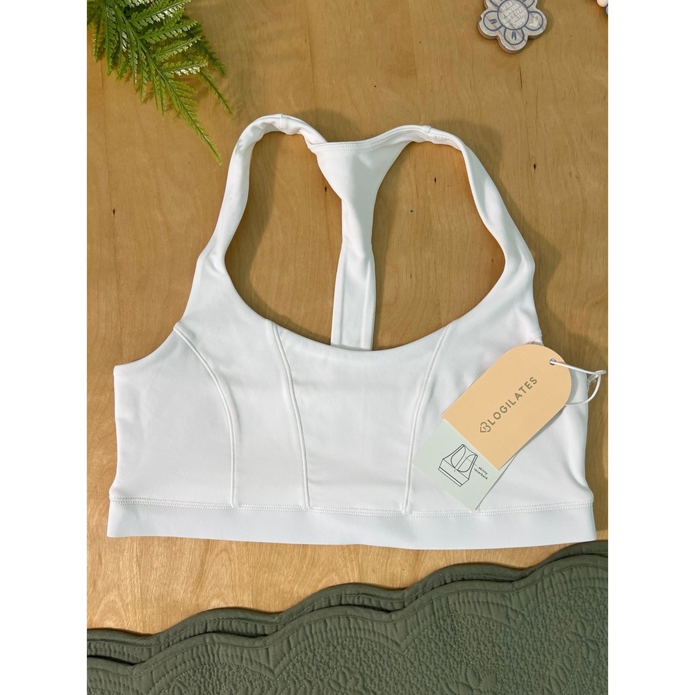 Blogilates "Princess Bra" Sports Bra Elegant Activewear white Size L NWT